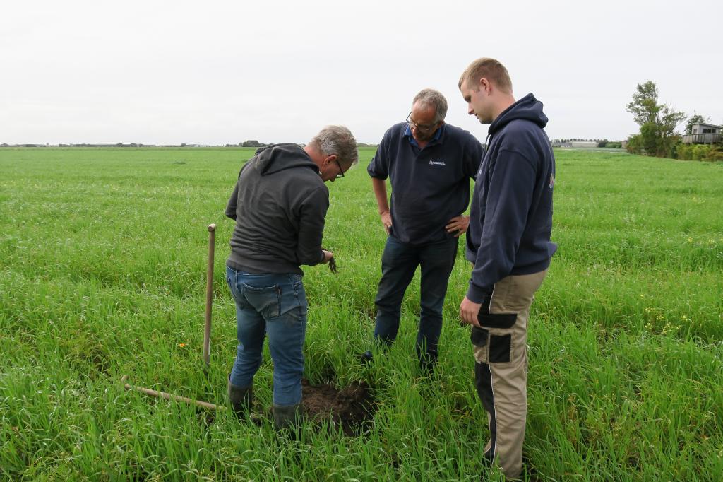 Bodemcoach John Huiberts op de akker bij duizendste deelnemer van het Landbouwportaal Noord-Holland, Bollenbedrijf Brouwer (archieffoto september 2019)