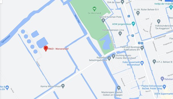 Locatie proeffabriek Ge(o)zond water. Adres: RWZI Wervershoof, Ketellap 1, Wervershoof