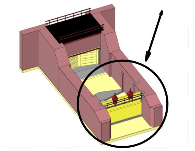 Binnen het omcirkelde gebied op de illustratie is de nieuwe schuifconstructie te zien