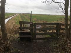 Foto van overstapje naar weilandpad bij Baafjespolder